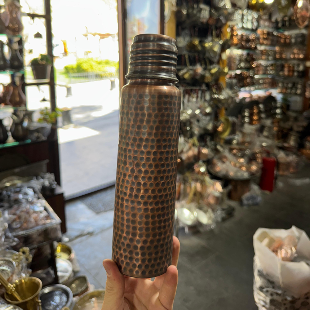 Siyah, Kalaylı Saf Bakır Matara (750ml)