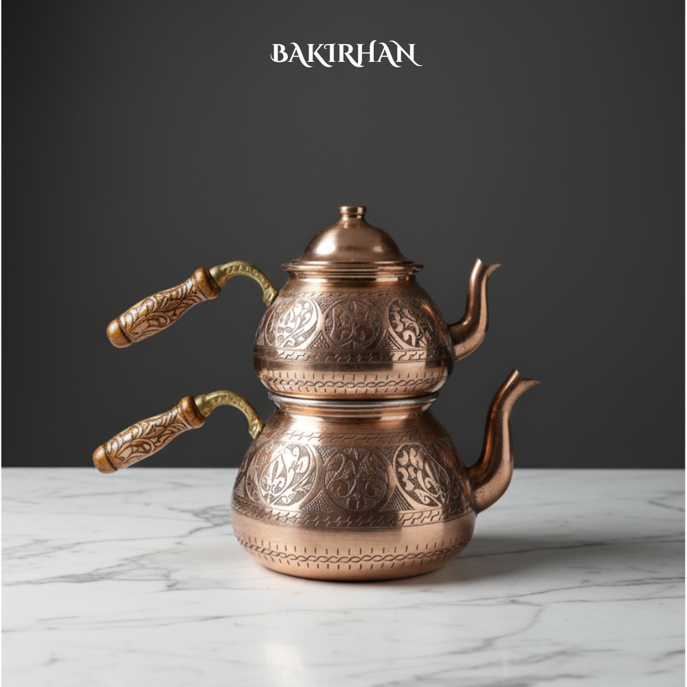 İşlemeli Bakır Çaydanlık