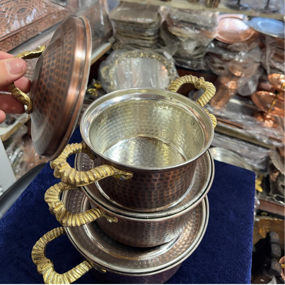 Siyah Dövme Bakır Tencere Seti (3 Boy)