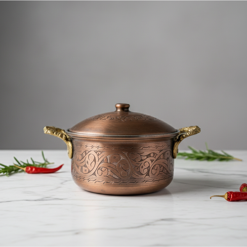 Siyah İşlemeli Bakır Tencere