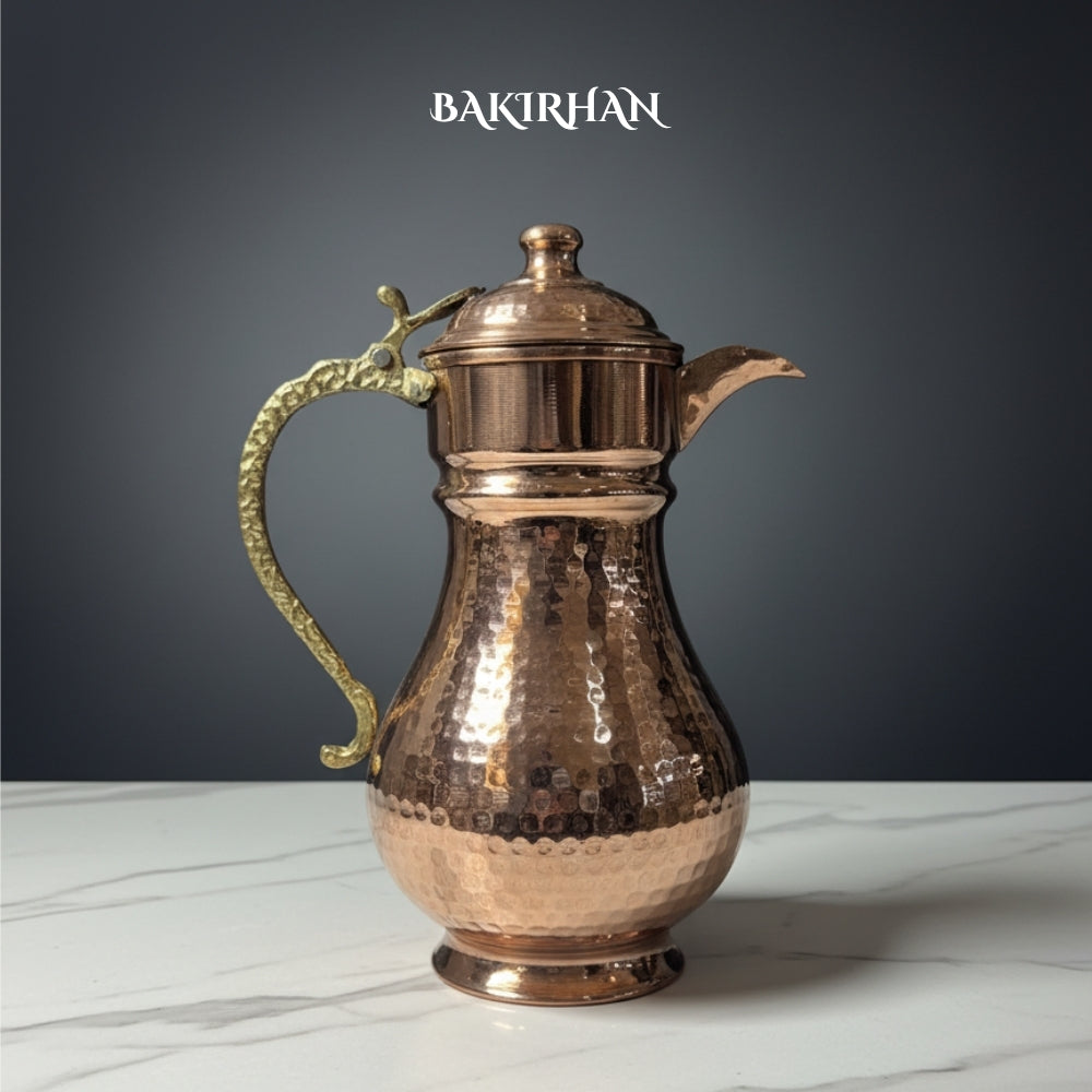 Kapaklı, Kalaylı Saf Bakır Sürahi (2.5L)