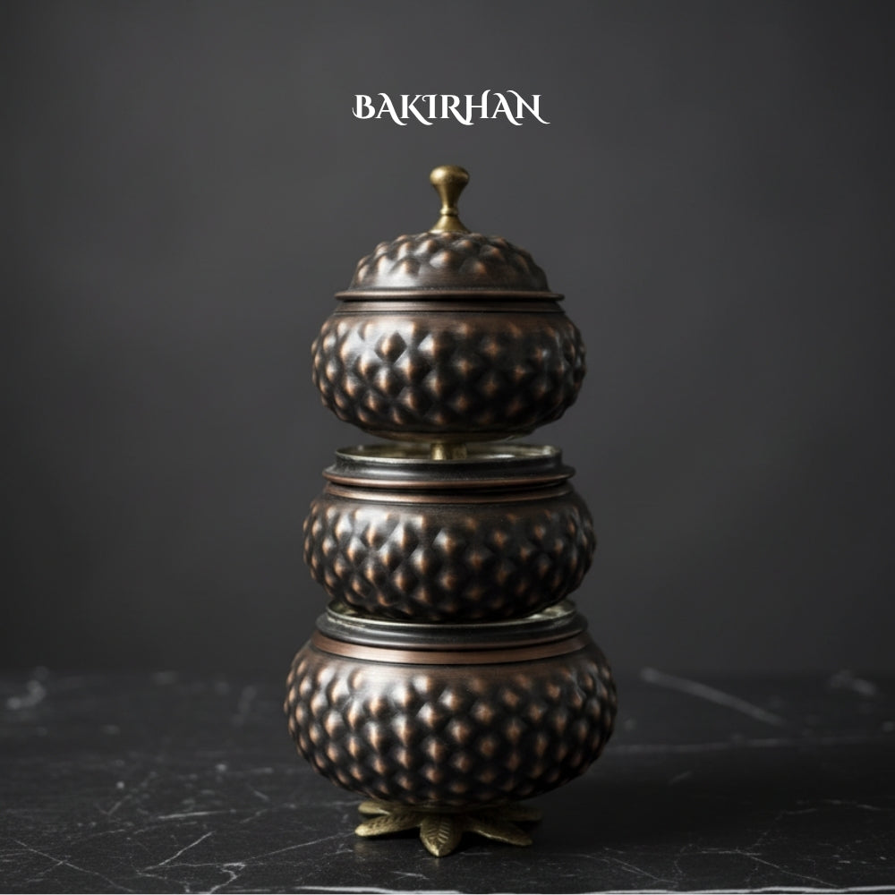 Saf Bakır Piramit Baharatlık Seti