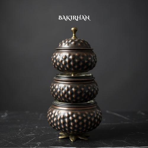 Saf Bakır Piramit Baharatlık Seti