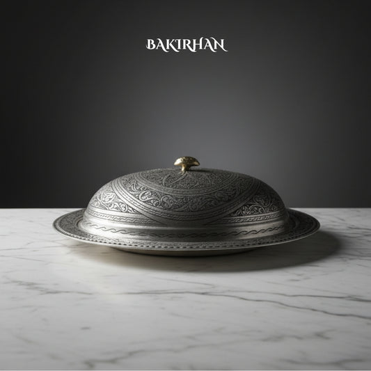 İşlemeli Saf Bakır Sunumluk