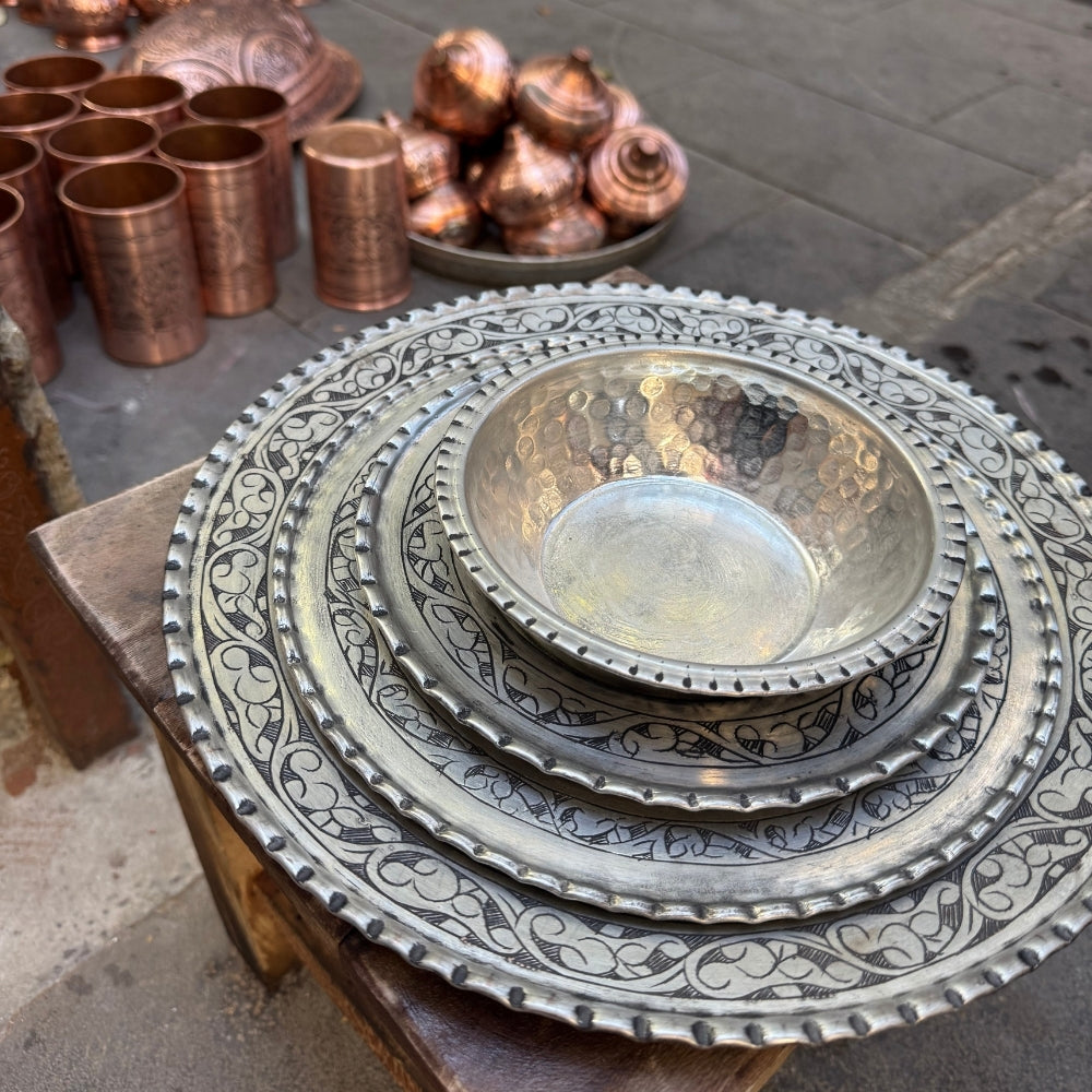 4 Parça Saf Bakır Yemek Takımı