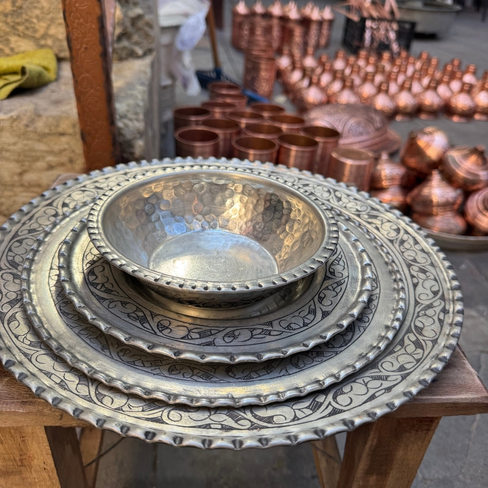 4 Parça Saf Bakır Yemek Takımı