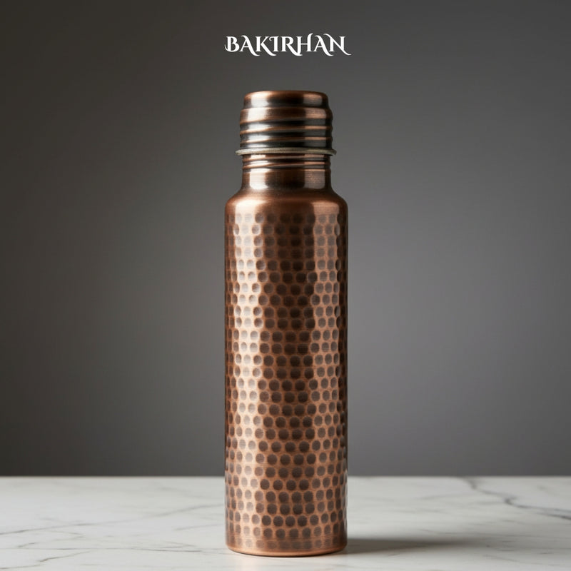 Siyah, Kalaylı Saf Bakır Matara (750ml)