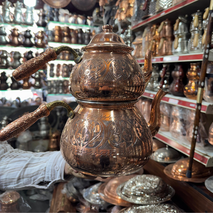 İşlemeli Bakır Çaydanlık