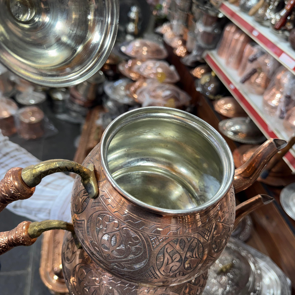İşlemeli Bakır Çaydanlık