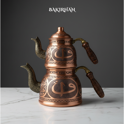 Osmanlı İşlemeli Bakır Çaydanlık