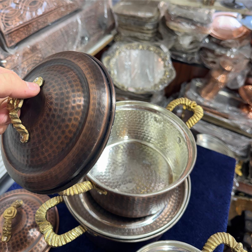 Siyah Dövme Bakır Tencere Seti (3 Boy)