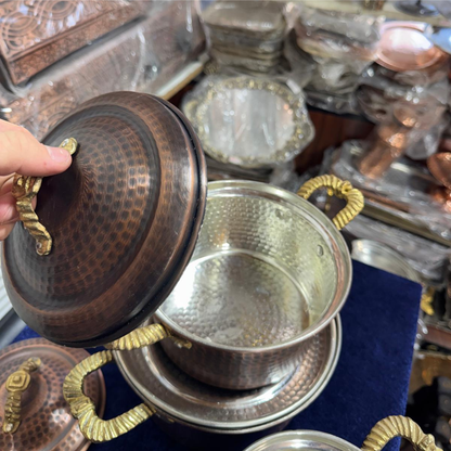 Siyah Dövme Bakır Tencere Seti (3 Boy)