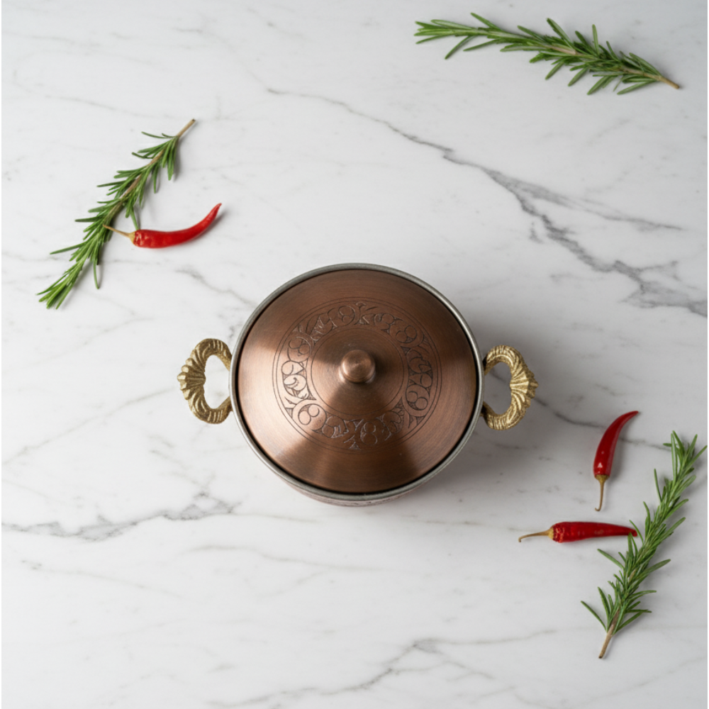 Siyah İşlemeli Bakır Tencere