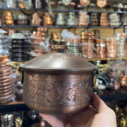Siyah İşlemeli Bakır Tencere