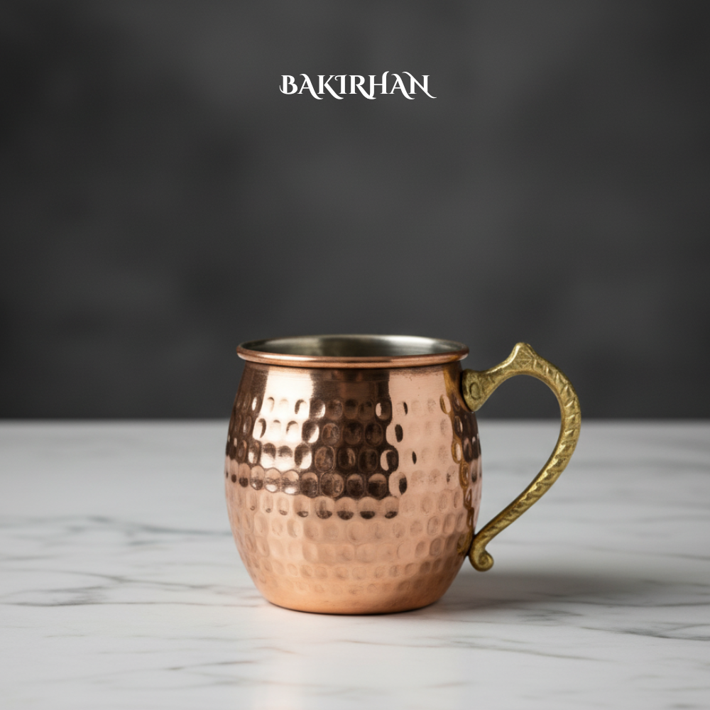 Parlak Dövme Bakır Bardak
