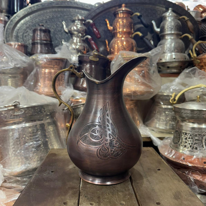Siyah Dini İşlemeli Bakır Sürahi (2,5L)