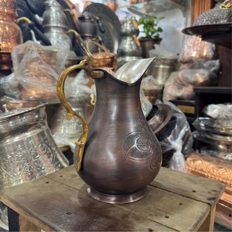Siyah Dini İşlemeli Bakır Sürahi (2,5L)