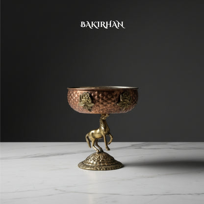 Pirinç At Figürlü Bakır Sunumluk