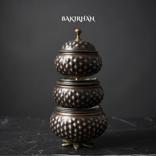 Saf Bakır Piramit Baharatlık Seti