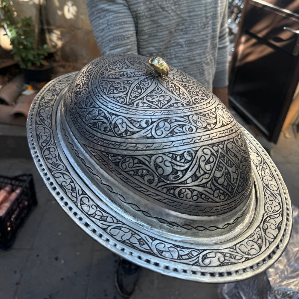 İşlemeli Saf Bakır Sunumluk