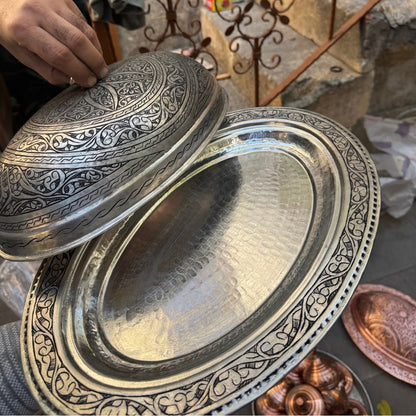İşlemeli Saf Bakır Sunumluk