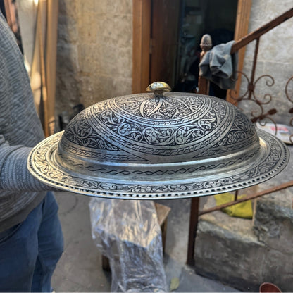 İşlemeli Saf Bakır Sunumluk