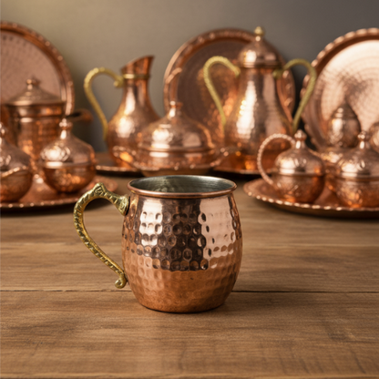 Parlak Dövme Bakır Bardak