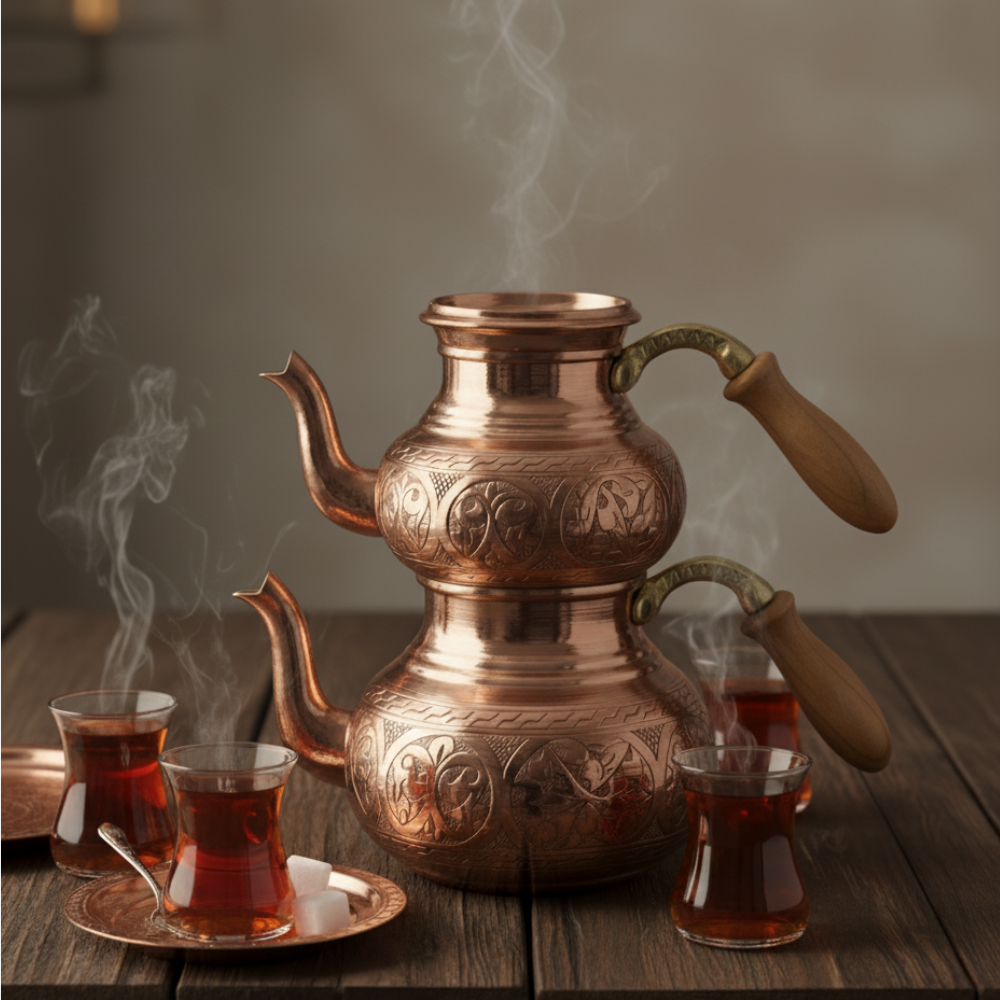 El Oyması Bakır Demlik (Küçük Boy)