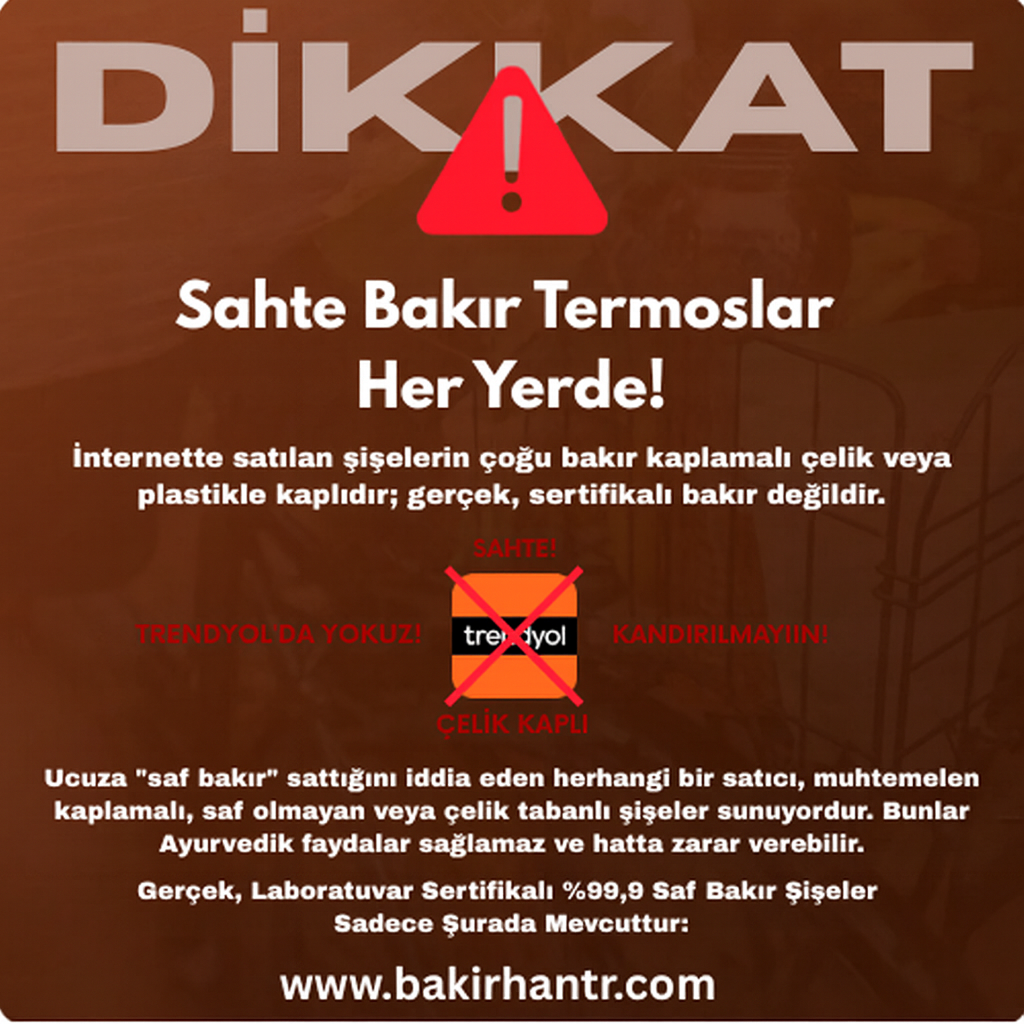 Bakırhan® Kalaylı Saf Bakır Matara (750ml)