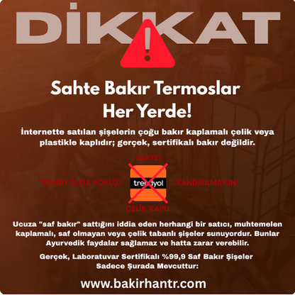 Bakırhan® Kalaylı Saf Bakır Matara (750ml)