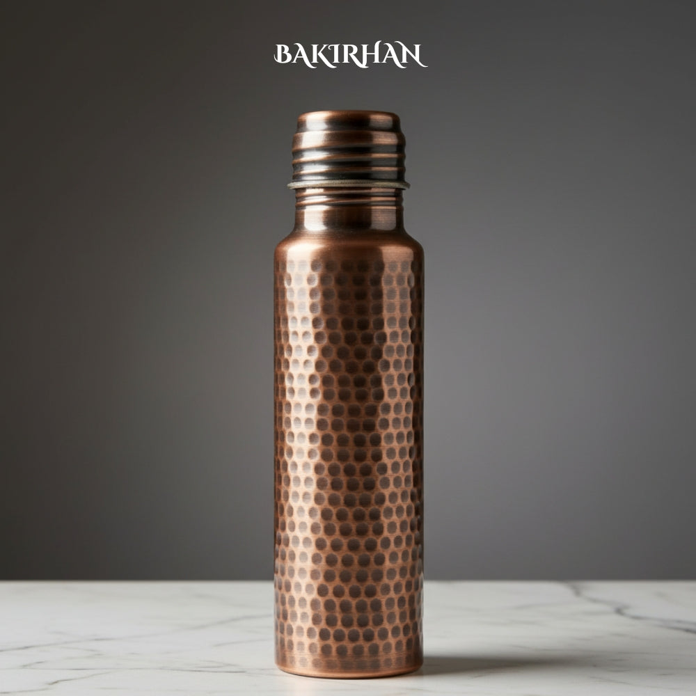 Siyah, Kalaylı Saf Bakır Matara (750ml)